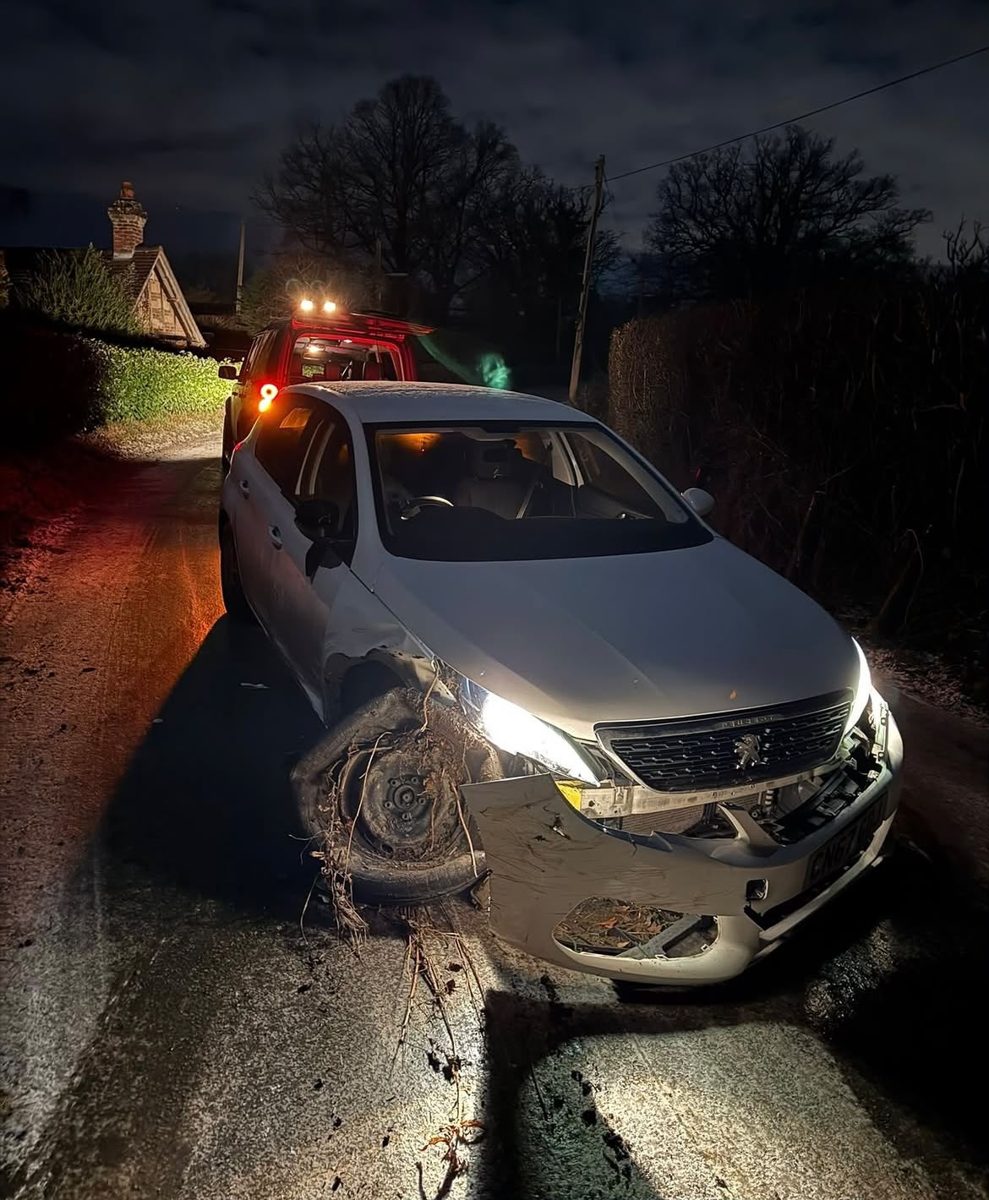 Accident-damaged recovery, after dark